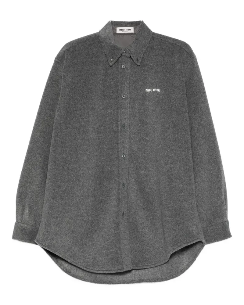 Miu Miu logo-embroidered shirt - Grau Grau
