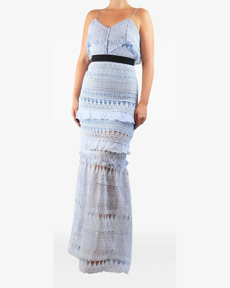 Self-Portrait Kleid mit Spitzenstickerei - Blau Blau