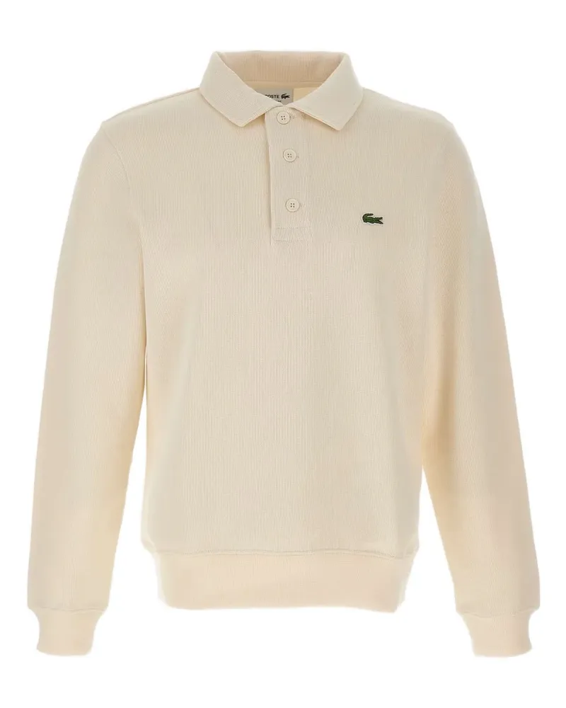 Lacoste logo-embroidery long-sleeve polo shirt - Nude Nude