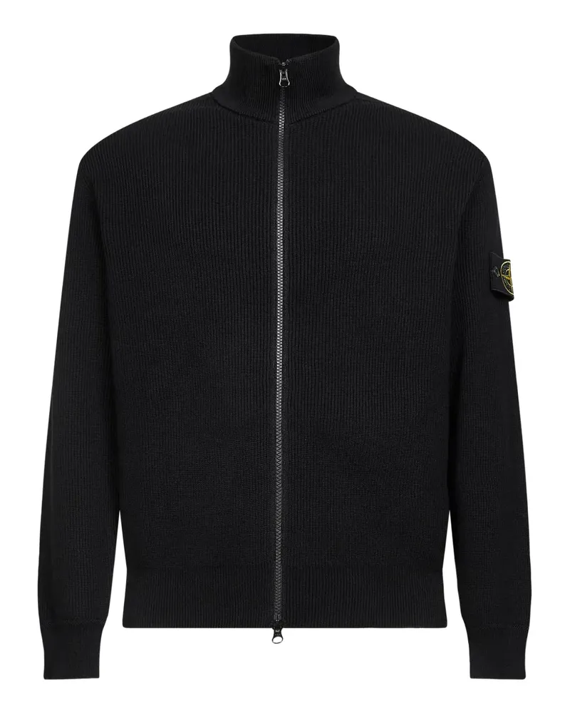 Stone Island Gerippter Cardigan - Schwarz Schwarz