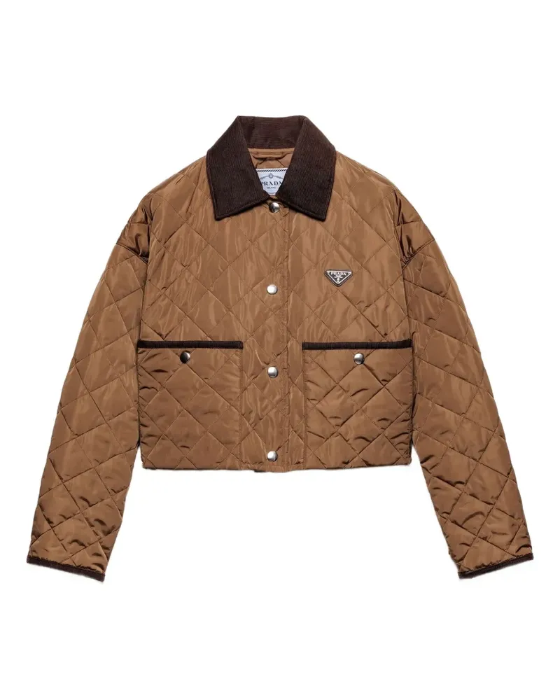 Prada Gesteppte Jacke mit Cordkragen - Braun Braun