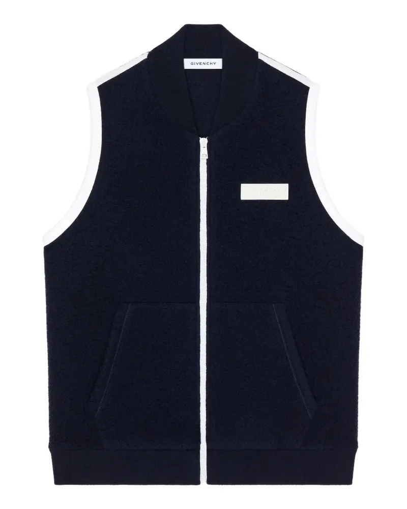 Givenchy Ärmellose Fleecejacke mit Ripsbanddetail - Blau Blau