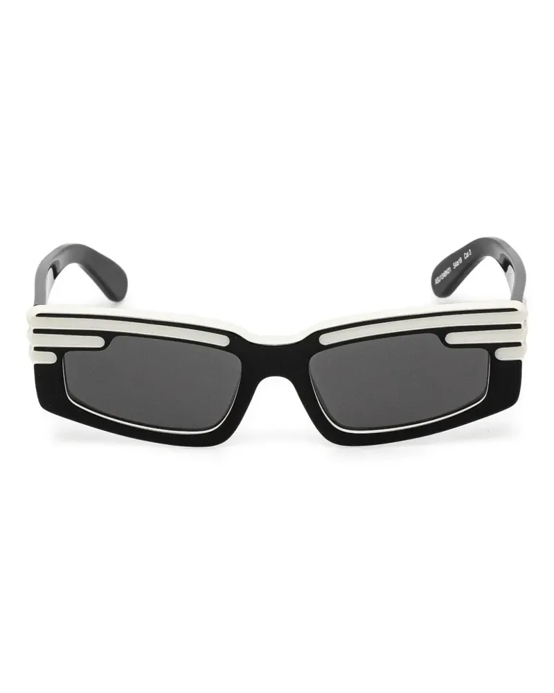Fiorucci Eckige Sonnenbrille mit Streifendetail - Schwarz Schwarz