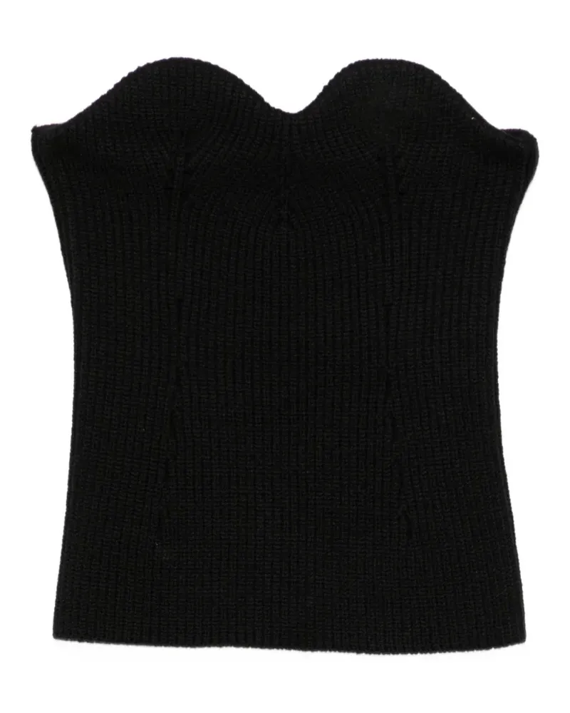 Jil Sander Bandeau-Top aus geripptem Strick - Schwarz Schwarz