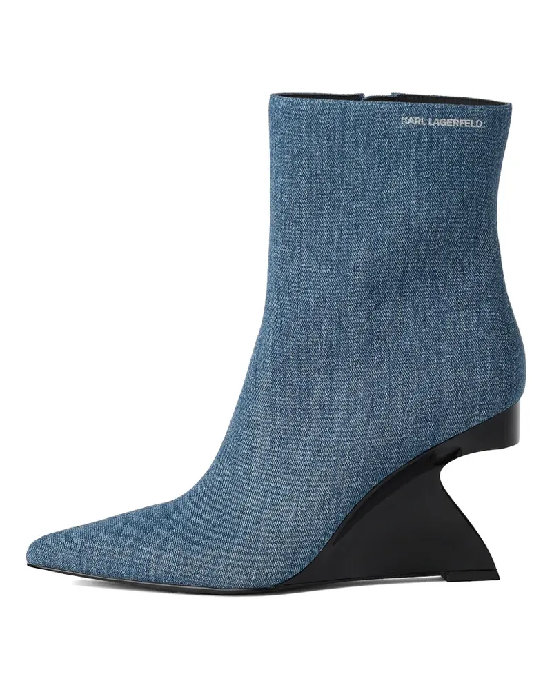 Karl Lagerfeld Skulpturale Jeans-Stiefel mit Wedge - Blau Blau