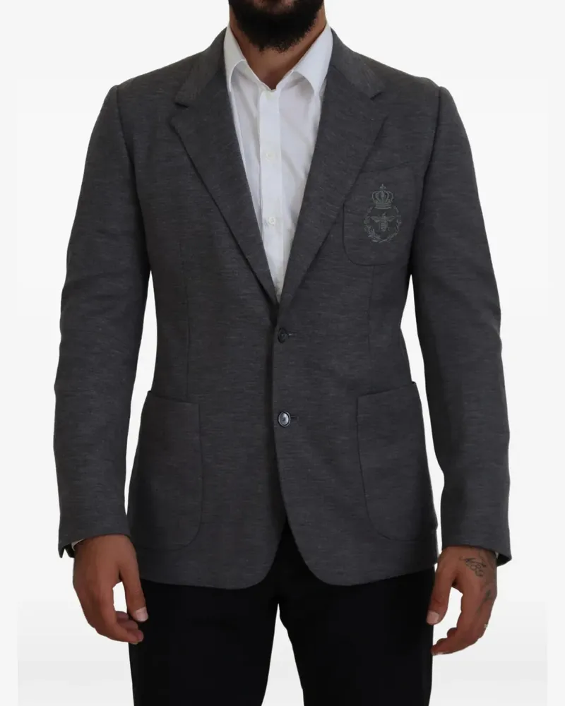 Dolce & Gabbana Sakko aus Wolle mit Logo-Stickerei - Grau Grau