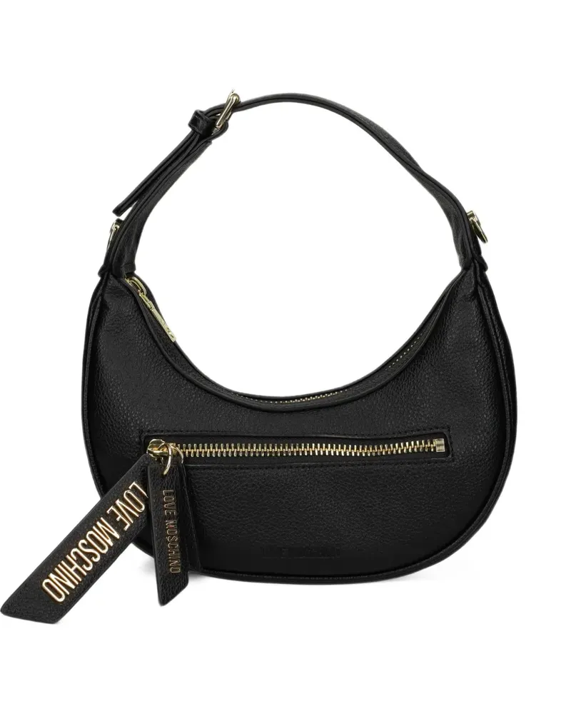 Moschino Schultertasche mit Logo-Schild - Schwarz Schwarz
