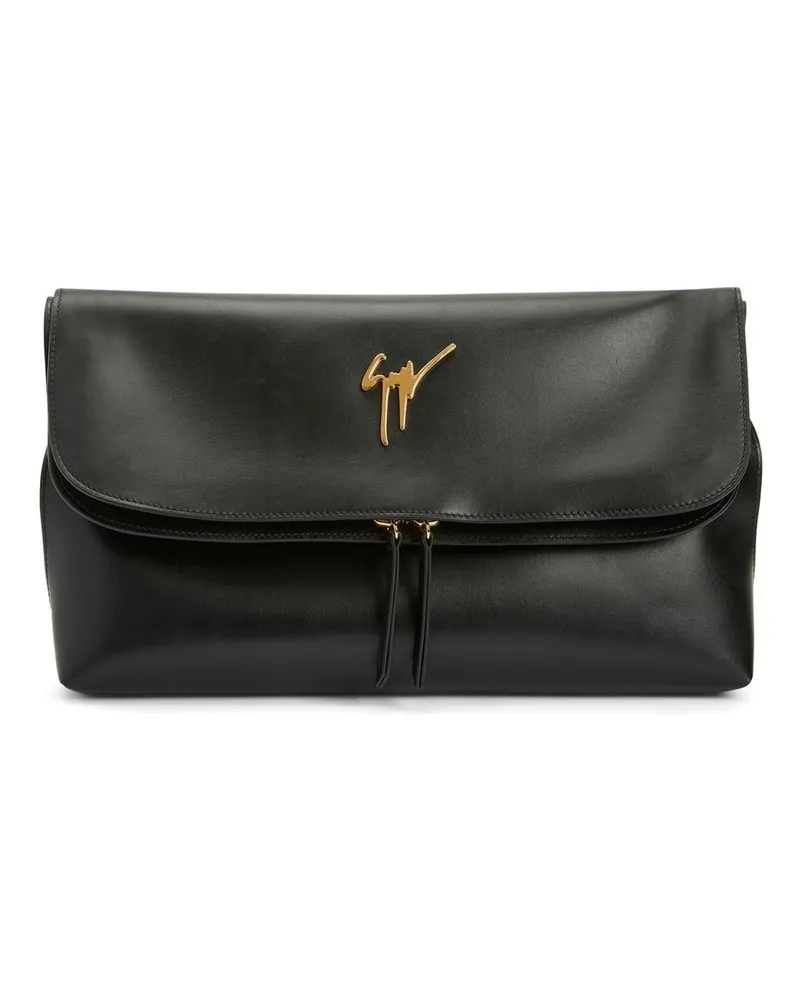 Giuseppe Zanotti Clutch mit Logo-Schild Schwarz