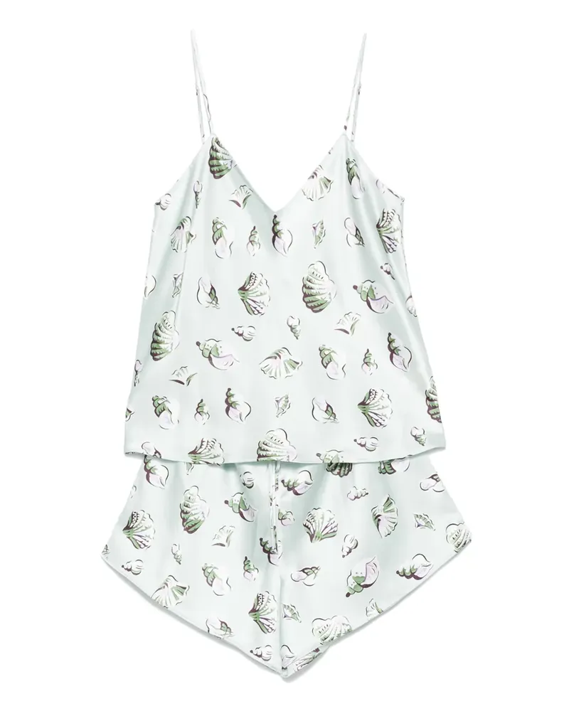 Olivia von Halle Shorts mit Muschel-Print - Grün Grün