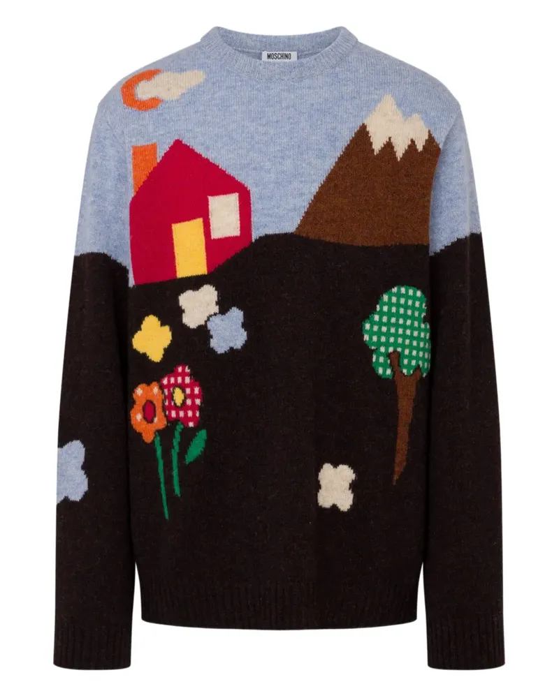 Moschino Gestrickter Intarsien-Pullover - Schwarz Schwarz