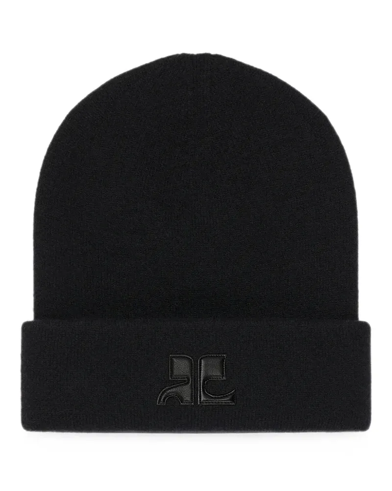 Courrèges AC Beanie mit Logo-Patch - Schwarz Schwarz