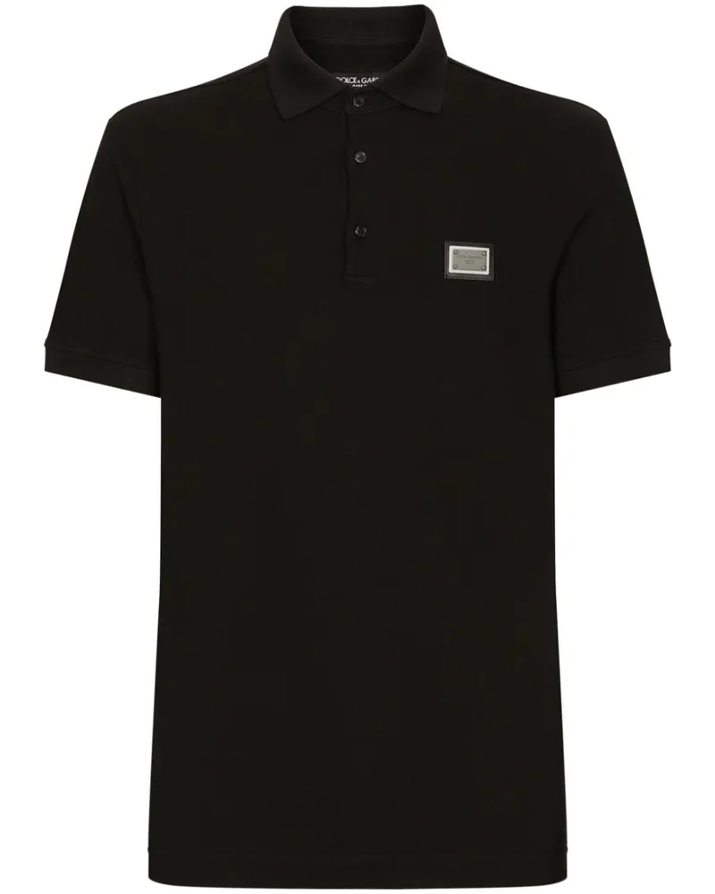 Dolce & Gabbana Poloshirt mit Logo-Schild - Schwarz Schwarz