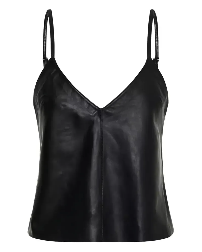 One Teaspoon V-neck leather tank top - Schwarz Schwarz