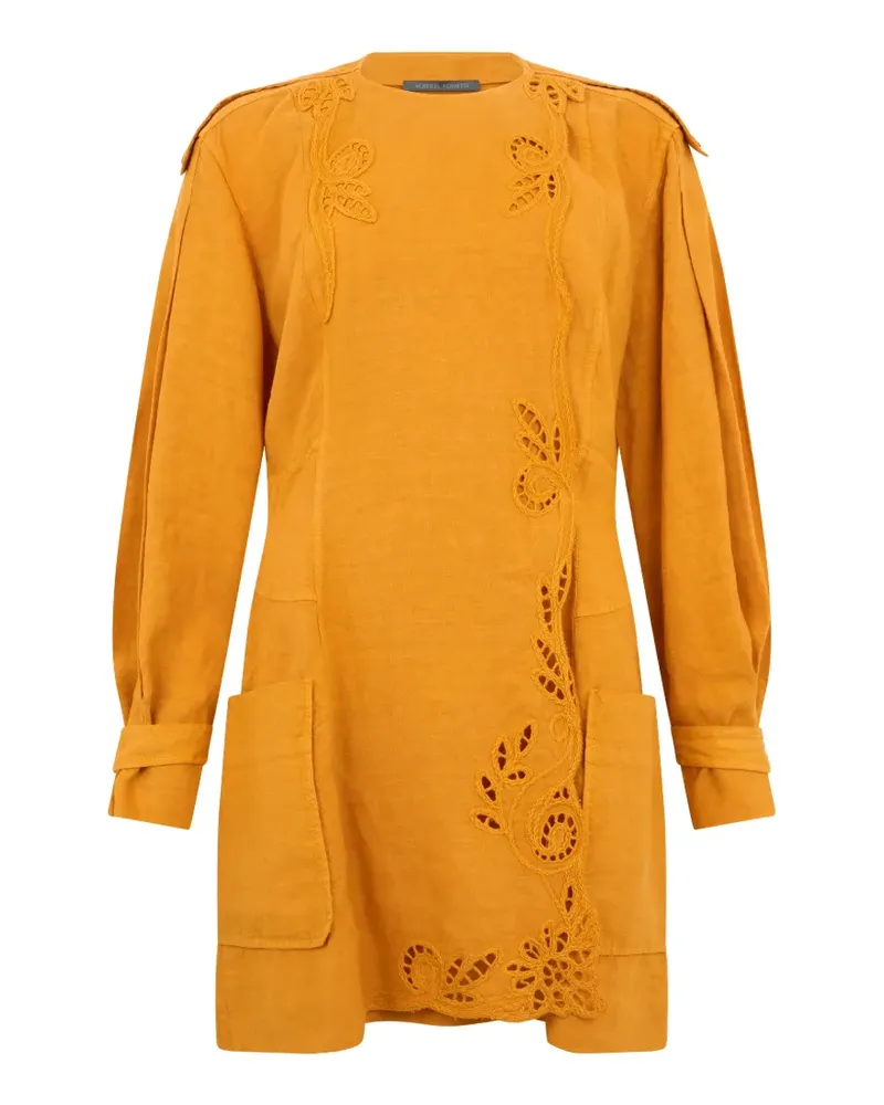 Alberta Ferretti broderie-anglaise long-sleeve mini dress - Gelb Gelb