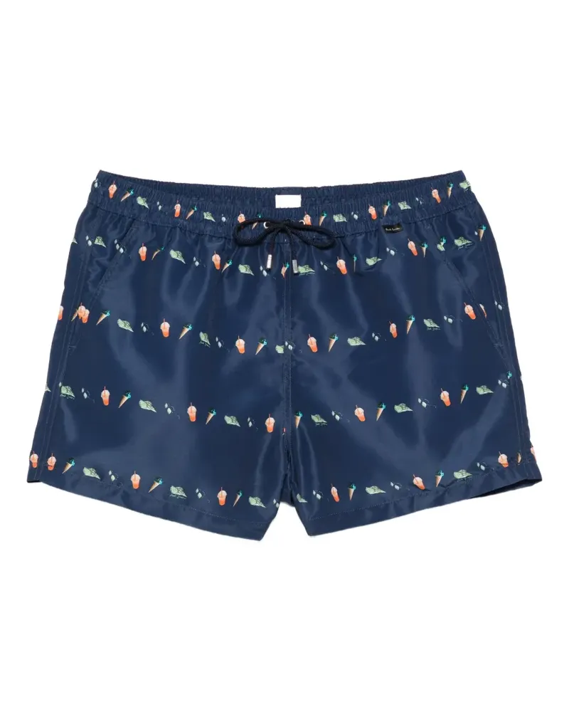 Paul Smith Gemusterte Badeshorts mit Kordelzug - Blau Blau