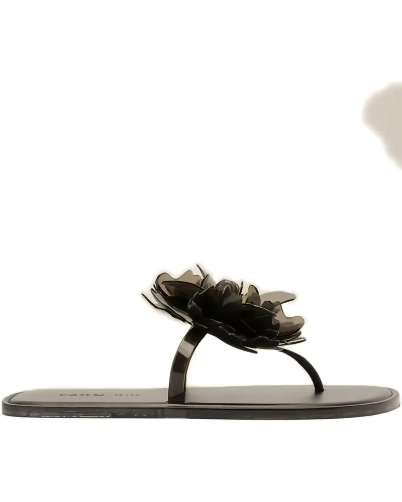 FARM Rio flower-appliqué sandals - Schwarz Schwarz