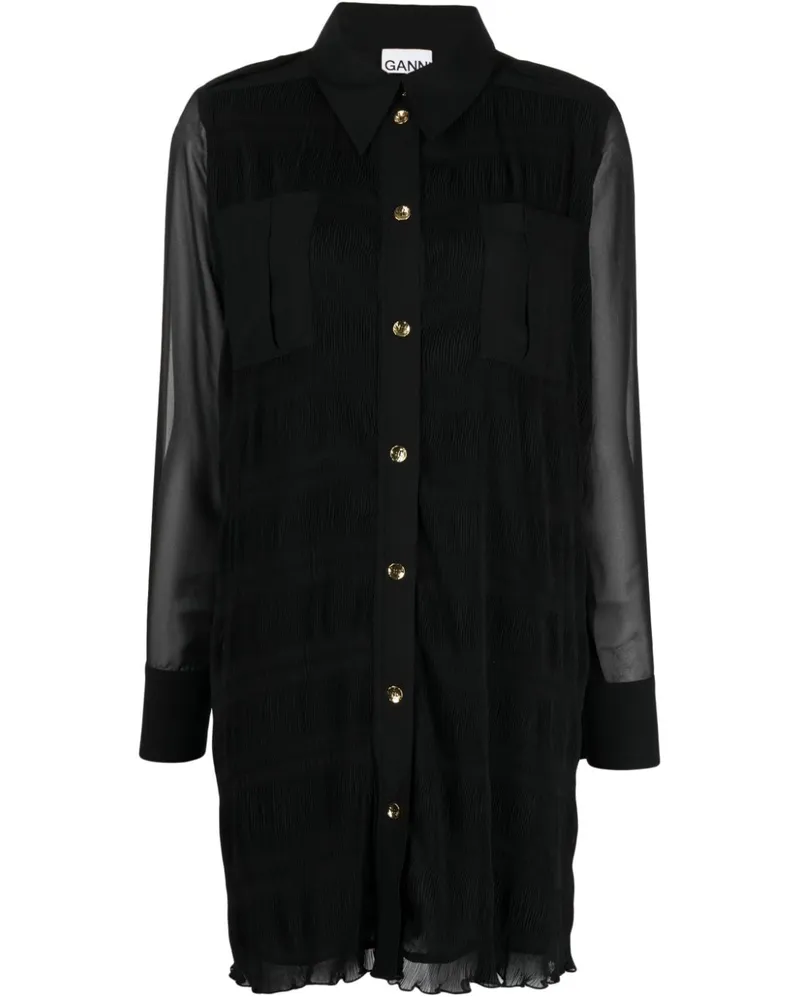 Ganni Kleid mit Finish - Schwarz Schwarz