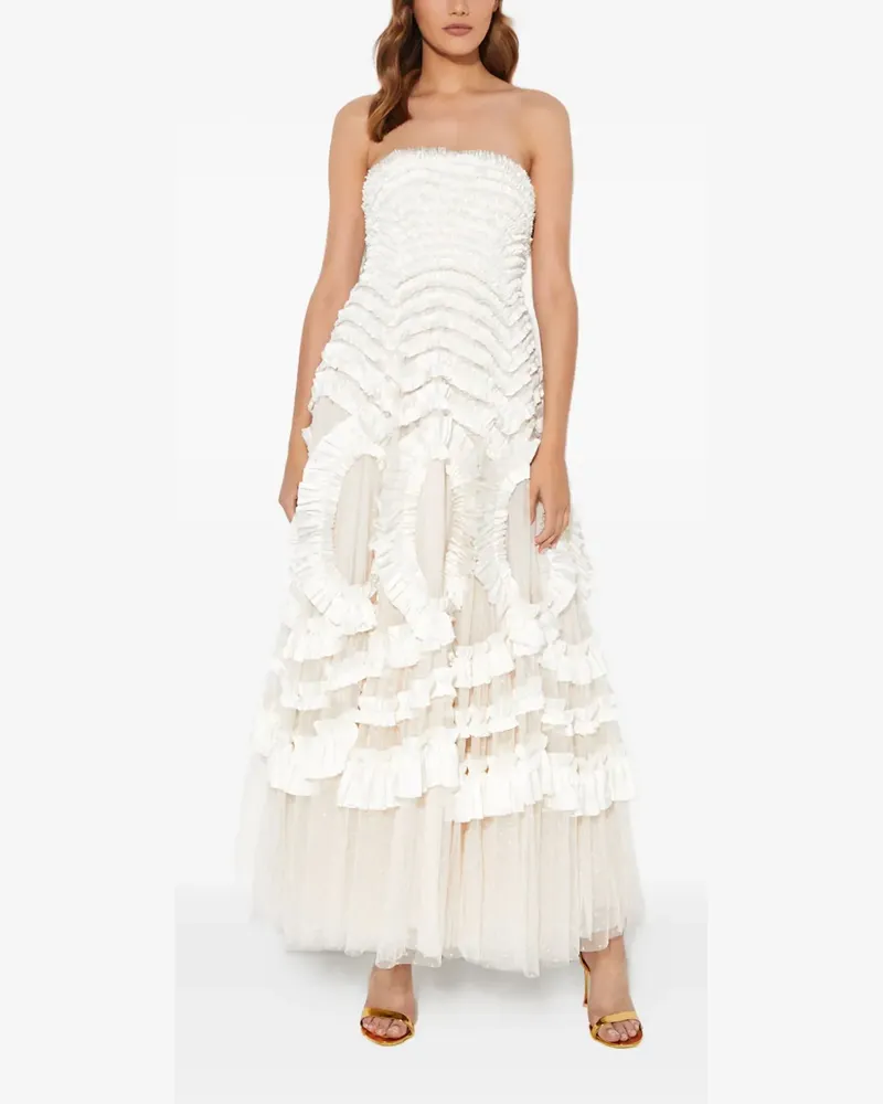 Needle & Thread Hyacinth ruffled gown - Weiß Weiß