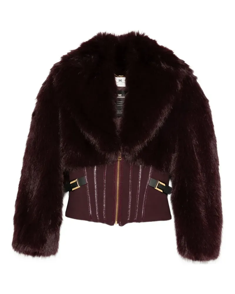 Elisabetta Franchi faux-fur buckled jacket - Rot Rot