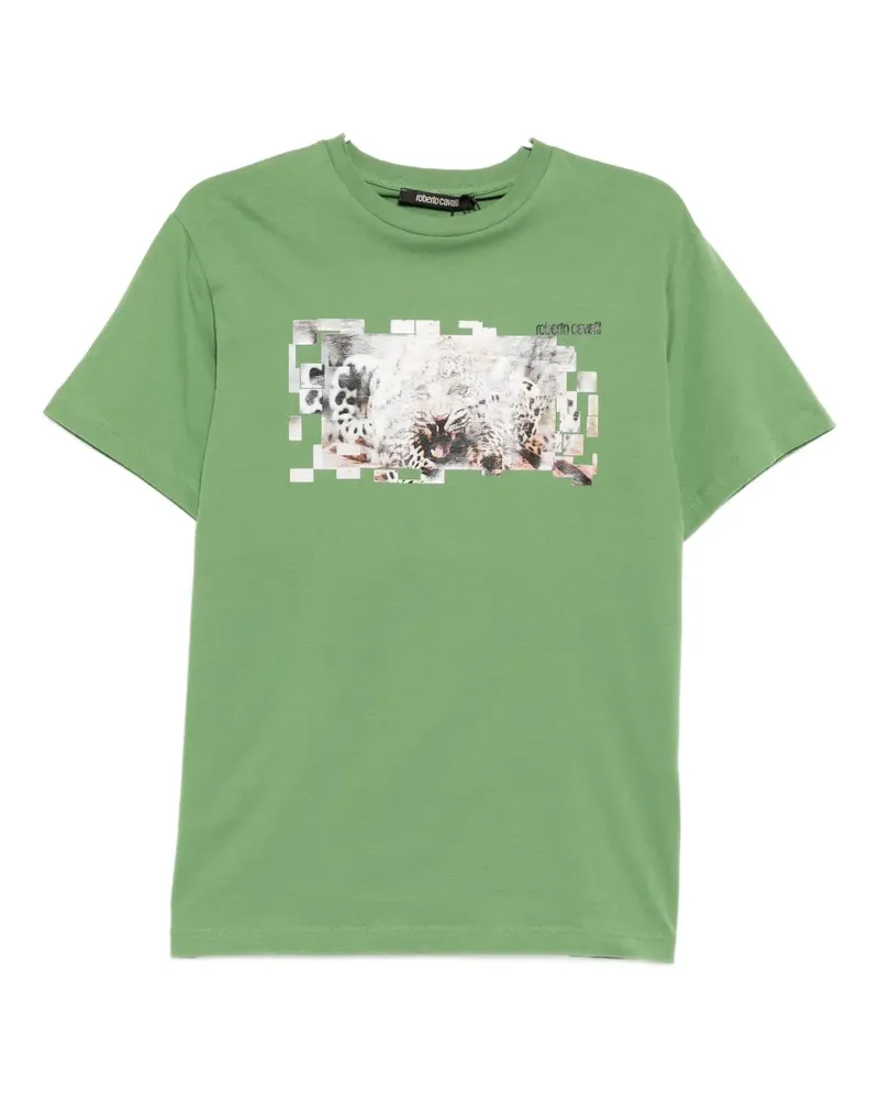 Roberto Cavalli graphic-print cotton T-shirt - Grün Grün