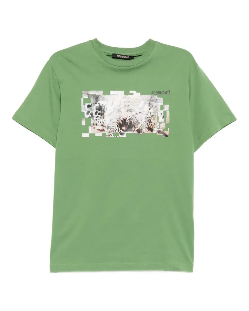 Roberto Cavalli graphic-print cotton T-shirt - Grün Grün
