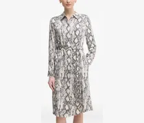 Midikleid mit Animal-Print - Nude