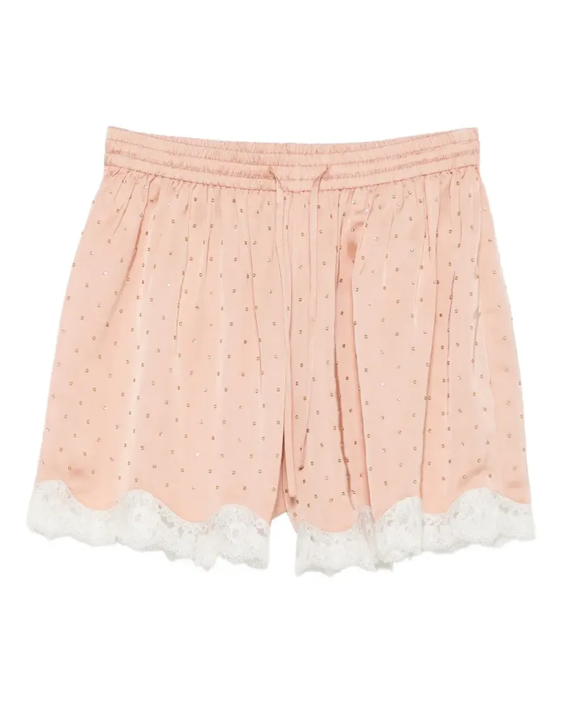 Sandro Strassverzierte Shorts mit Spitzenbesatz - Nude Nude