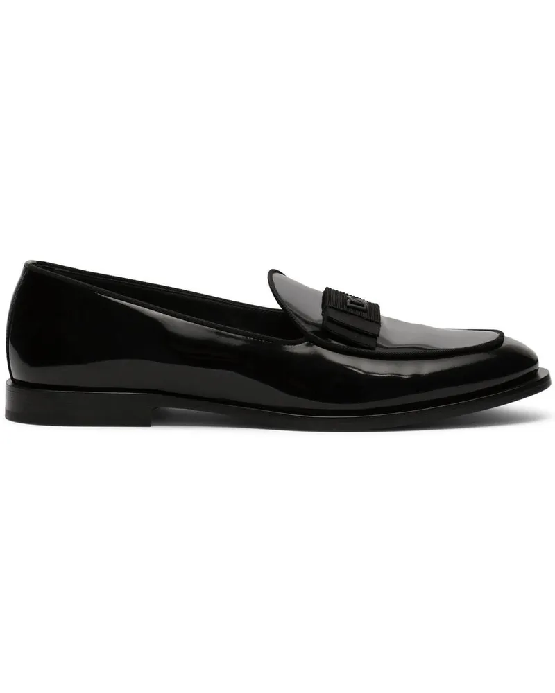 Dolce & Gabbana Slipper mit Logo-Schild - Schwarz Schwarz