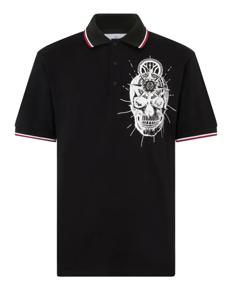 Philipp Plein skull-tattoo polo shirt - Schwarz Schwarz