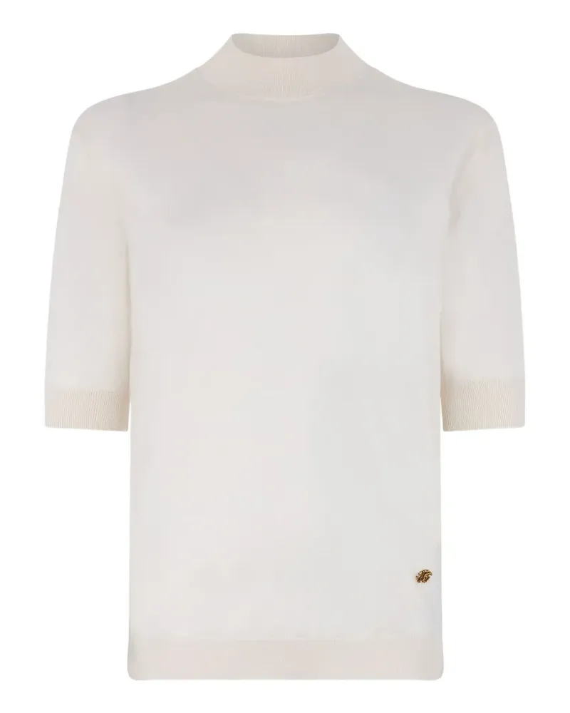 Roberto Cavalli logo-plaque mock-neck T-shirt - Weiß Weiß