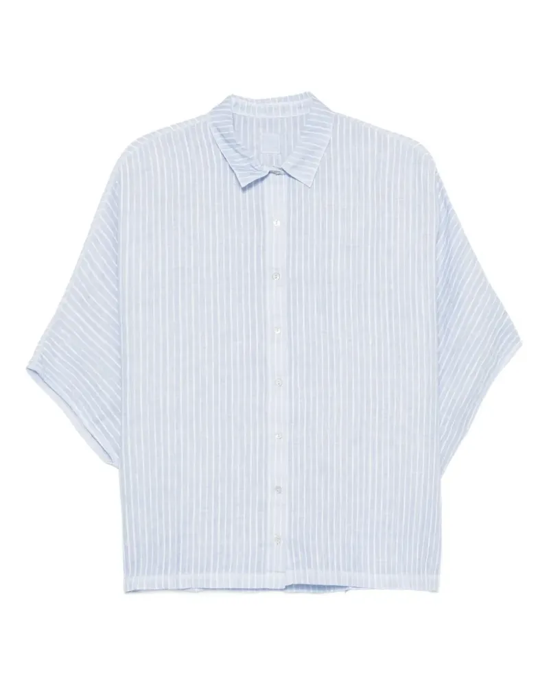 120% Lino stripe-pattern shirt - Blau Blau