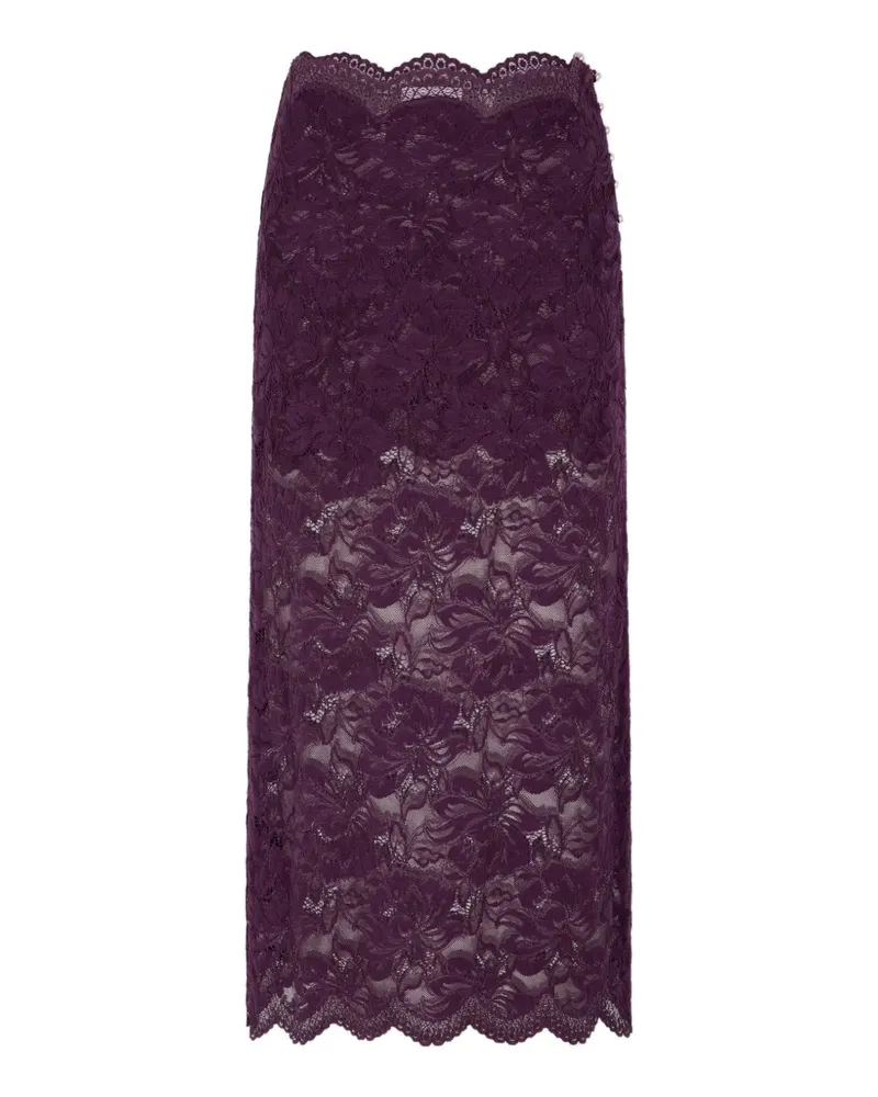 Paco Rabanne layered lace midi skirt - Violett Violett