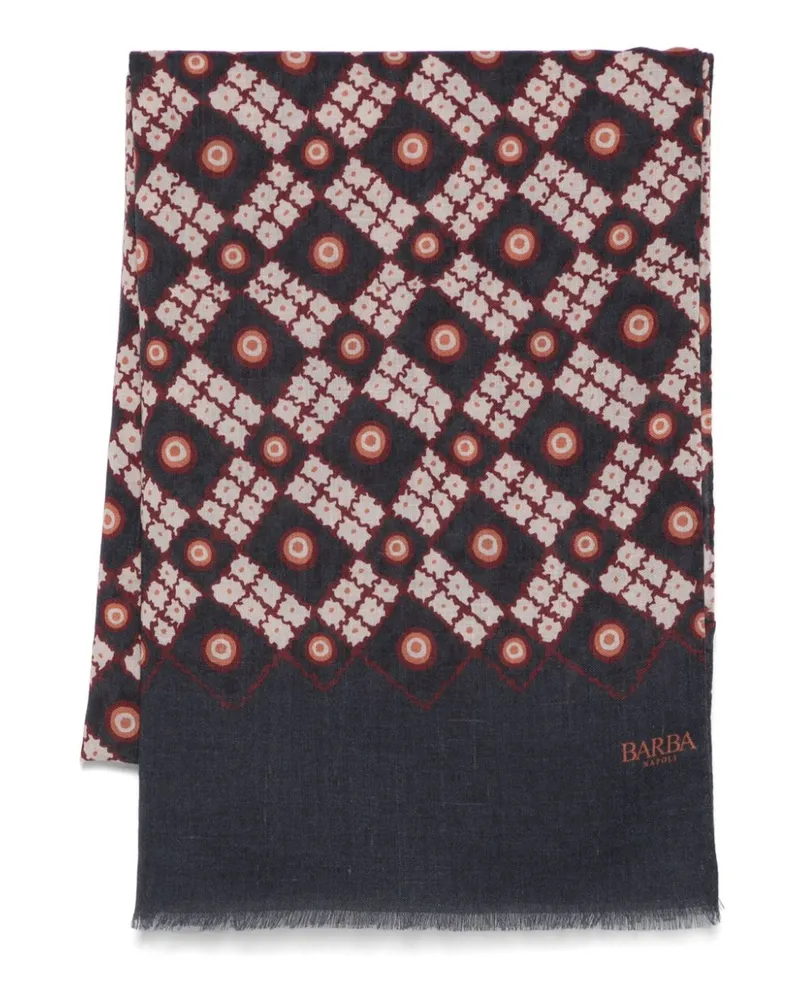 BARBA Schal mit geometrischem Print - Blau Blau