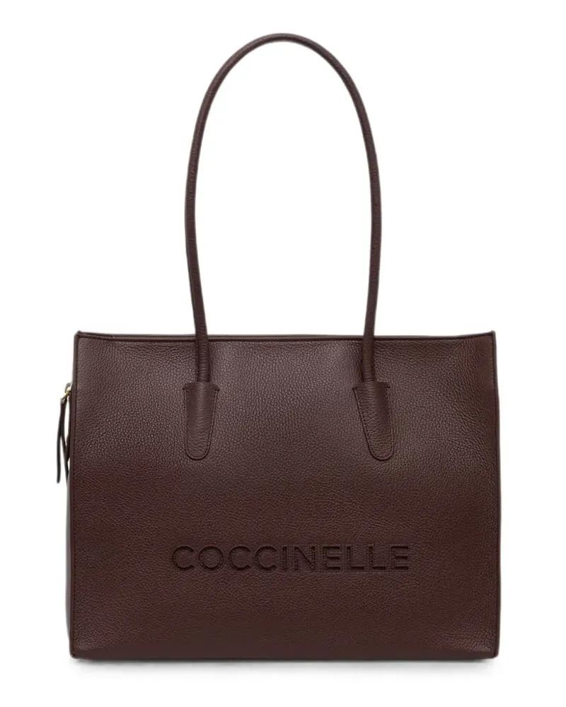 Coccinelle Myrtha26 logo-embossed leather tote bag - Braun Braun