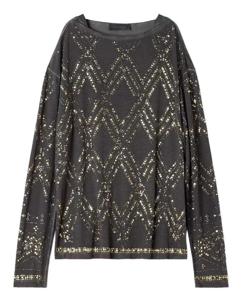 Lanvin Langarmshirt mit Pailletten - Grau Grau