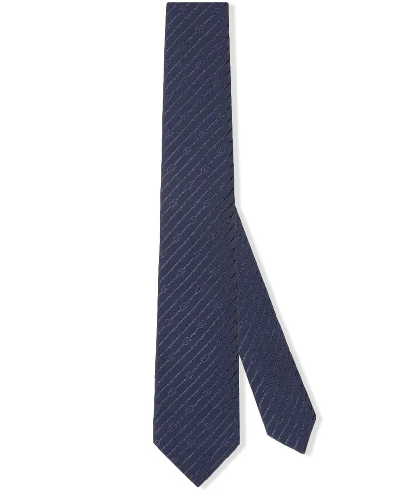 Gucci Krawatte aus Seidenkrepp mit GG Blau