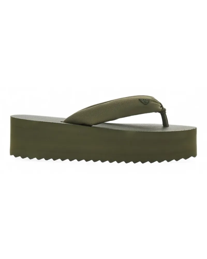 Emporio Armani Plateau-Sandalen mit Logo-Schild - Grün Grün