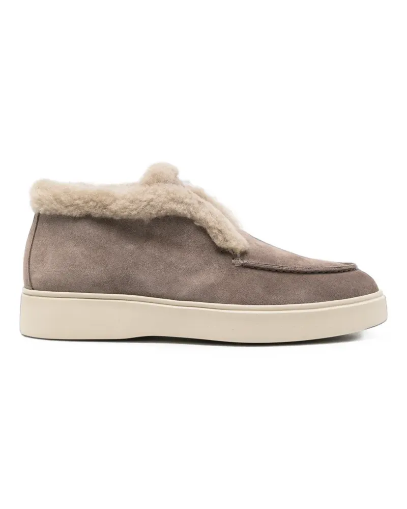 Officine Creative Italia Frame 110 shearling-trim ankle boots - Nude Nude