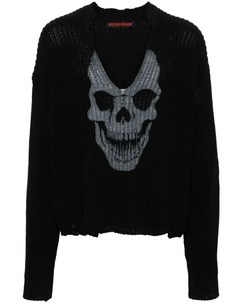OTTOLINGER Pullover mit Totenkopf-Print - Schwarz Schwarz