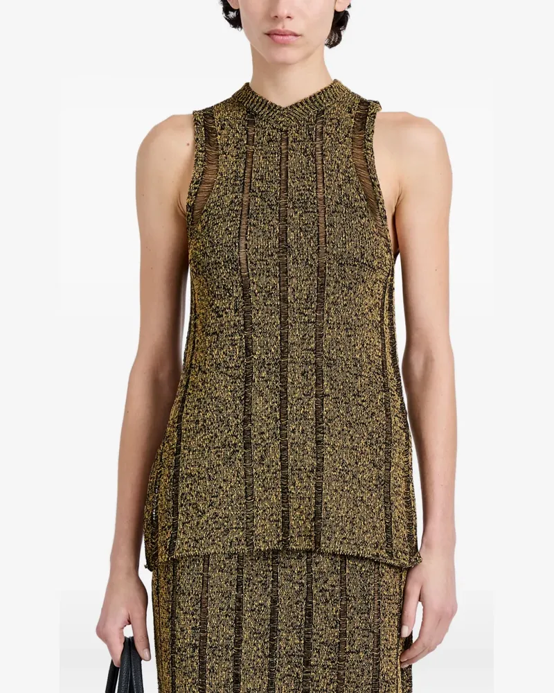 Proenza Schouler Maelle top in drop needle tweed - Gold Gold