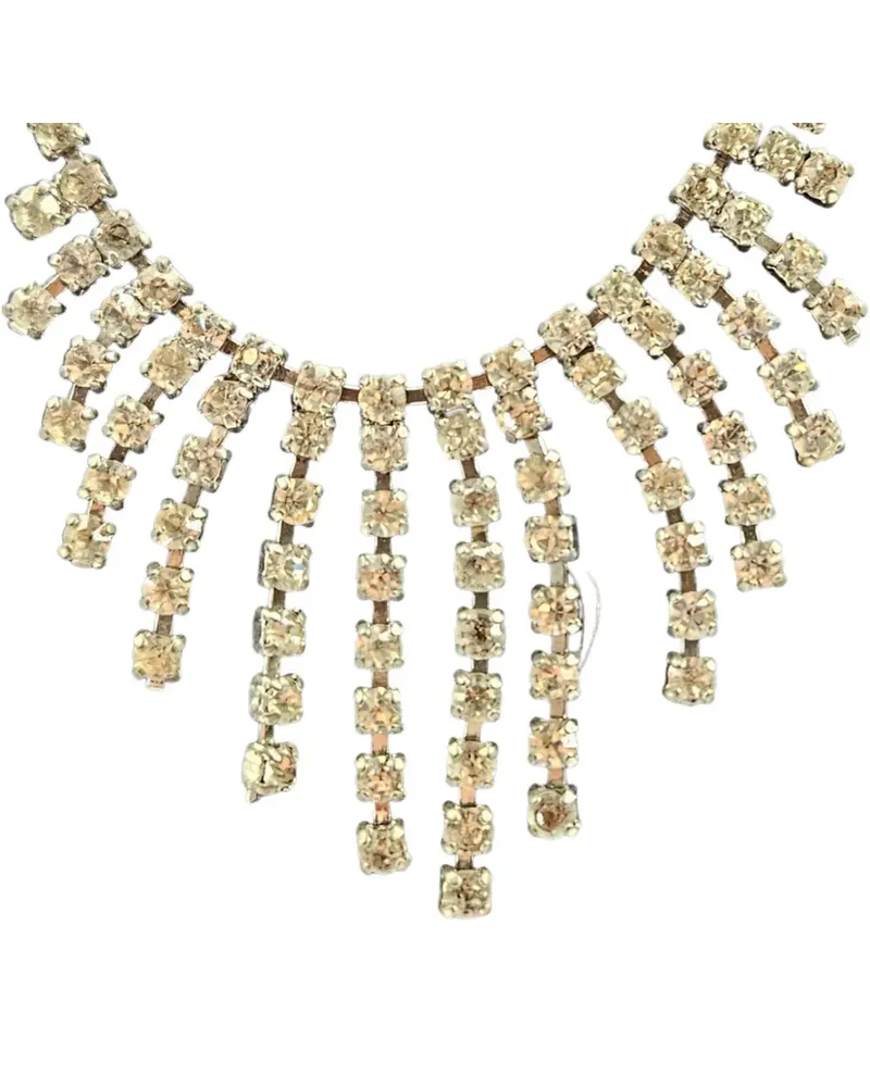 Madison rhinestone-embellished fringe necklace - Silber Silber