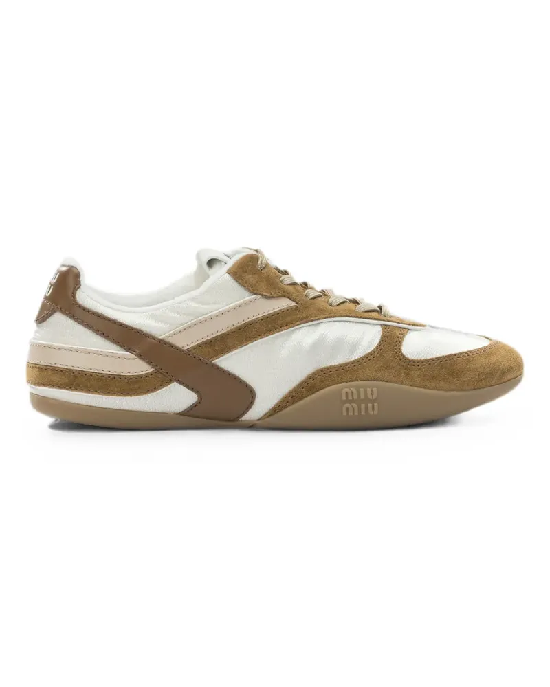 Miu Miu panelled suede-trim sneakers - Braun Braun
