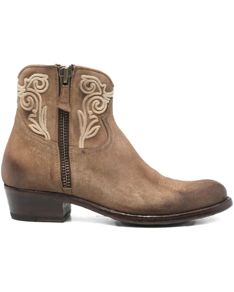 Damy flower-embroidered boots - Braun Braun