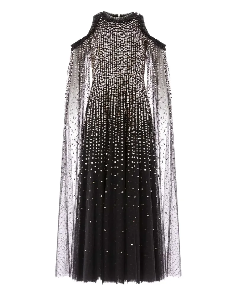 Needle & Thread MOONLIGHT cape-detail midi dress - Schwarz Schwarz