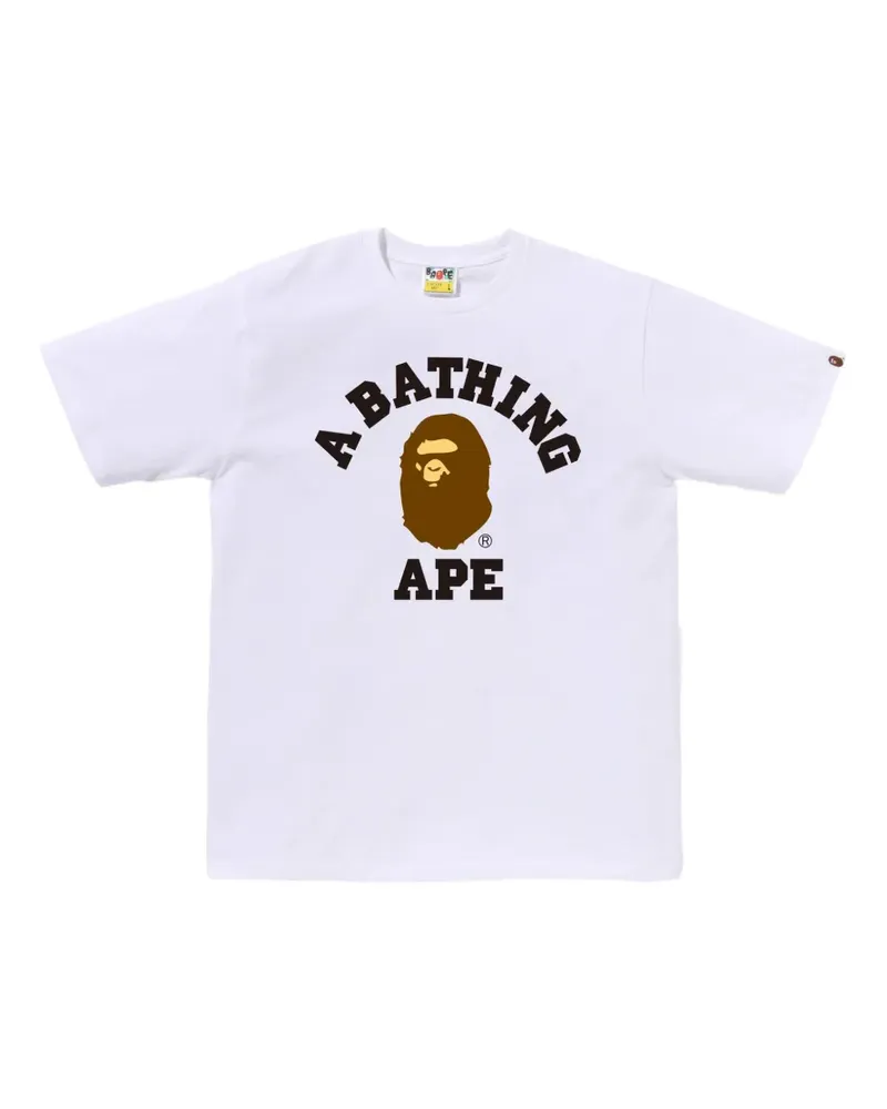 BAPE Kurzärmeliges College-T-Shirt - Weiß Weiß