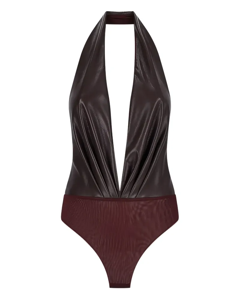 ANDAMANE Drapierter Zendaya Neckholder-Body - Braun Braun