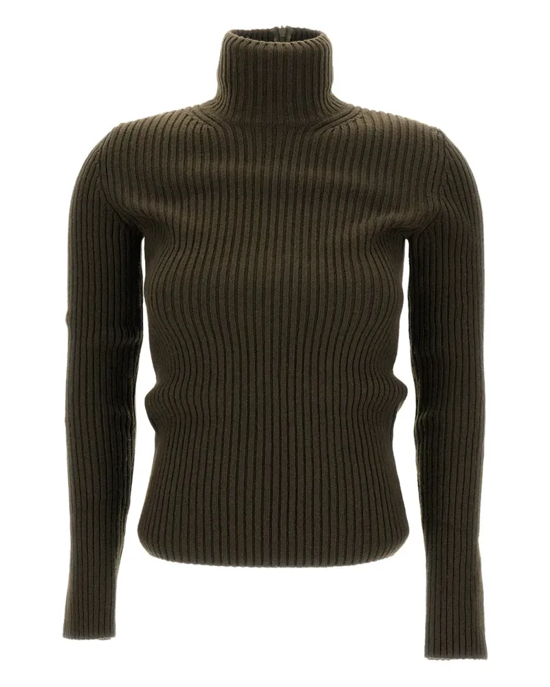Max Mara Gerippter Rollkragenpullover - Grün Grün