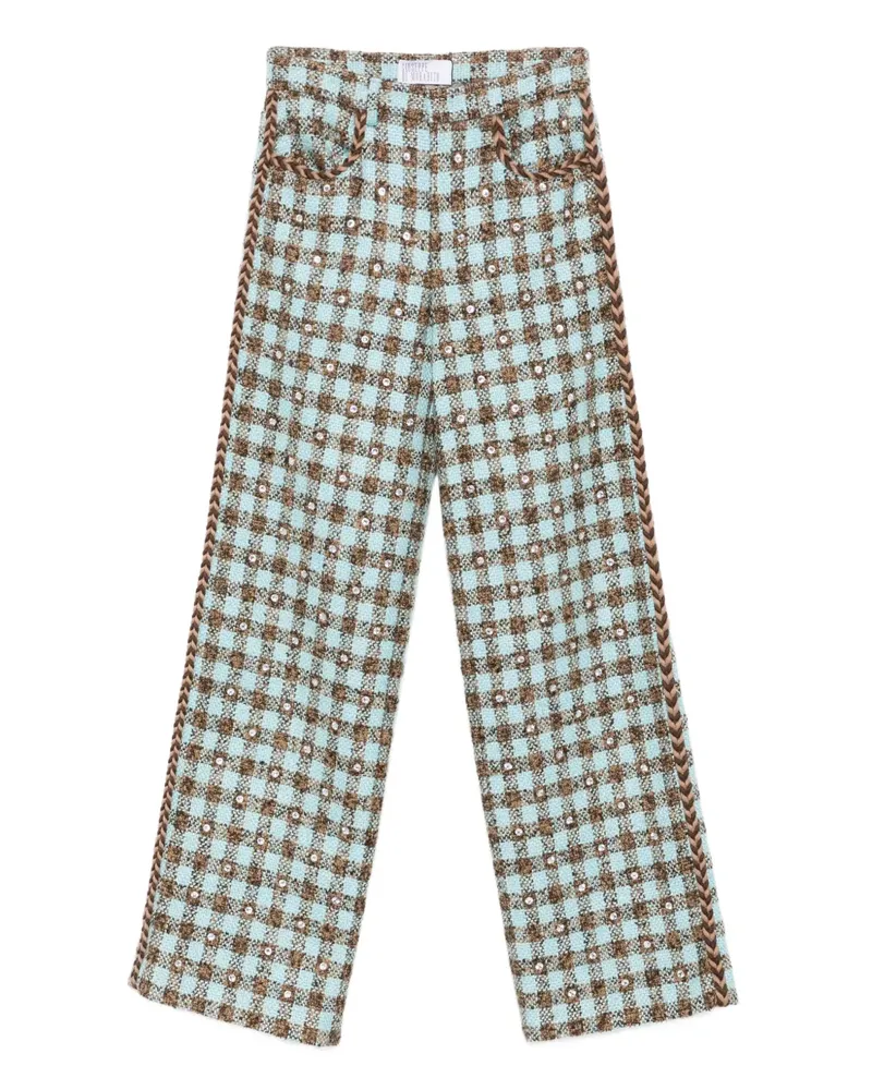 Giuseppe di Morabito Vichy-Karo-Hose mit Flechtbesatz - Blau Blau