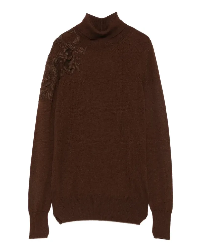 Ermanno Scervino Rollkragenpullover mit Spitze - Braun Braun