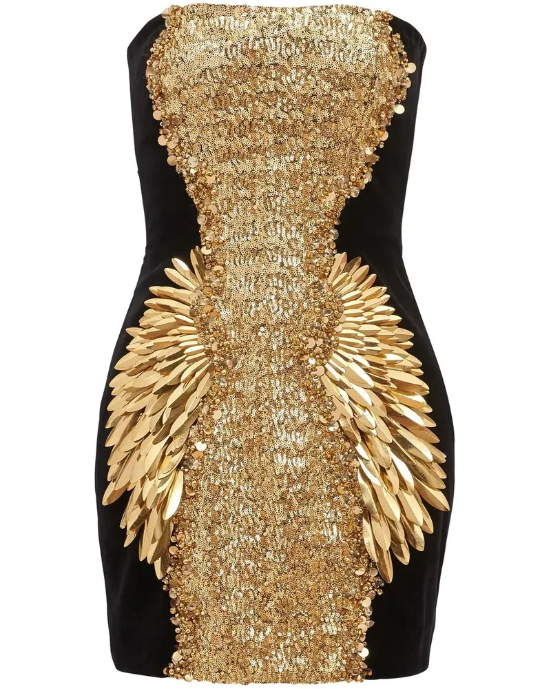 Balmain Minikleid mit Pailletten - Schwarz Schwarz